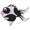 Gold fish black color with pink lips cartoon vector illustration Royalty Free Stock Photo