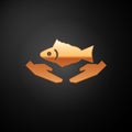 Gold Fish care icon isolated on black background. Vector Illustration Royalty Free Stock Photo