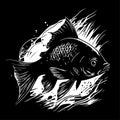 Gold Fish Dark Monochrome Logo