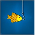 Gold fish and fishhook. Vector illustration design. Royalty Free Stock Photo