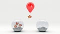 Gold fish flying away from a fishbowl with the help of a balloon. Royalty Free Stock Photo