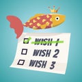 Gold fish fulfills three wishes