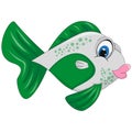 Gold fish green color and pink lips cartoon vector illustration Royalty Free Stock Photo