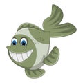 Gold fish green and white color and big smile cartoon vector illustration Royalty Free Stock Photo