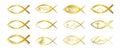 Gold fish icons isolated on a white Royalty Free Stock Photo