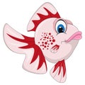Gold fish red color with pink lips cartoon vector illustration Royalty Free Stock Photo