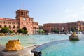 Gold fish statue fountain in the main square Hraparak.YEREVAN, ARMENIA. 17 August 2016