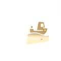 Gold Fishing boat on water icon isolated on white background. 3d illustration 3D render