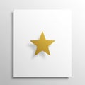 A gold five-pointed star is centered on a white square canvas backgroun Royalty Free Stock Photo