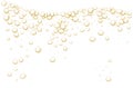 Gold fizzy bubbles. Sparkles champagne. Fizzy pop and effervescent drink. Abstract fresh soda and air bubbles, oxygen Royalty Free Stock Photo