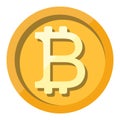 Gold Flat bitcoin icon. Bitcoin Digital money vector illustration