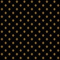 Gold Fleur De Lis luxury pattern on black background. Royalty Free Stock Photo