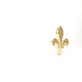 Gold Fleur De Lys icon isolated on white background. 3d illustration 3D render Royalty Free Stock Photo