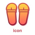 Gold Flip flops icon isolated on white background. Beach slippers sign. Vector