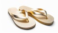 Gold flipflops with copy space