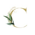 Gold Floral Alphabet - letter C with botanic branch bouquet composition. Unique collection for wedding invites decoration & other