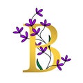 Gold and floral design alphabet B