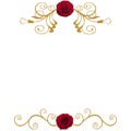 GOLD FLORAL ELEMENTS RED ROSES Royalty Free Stock Photo