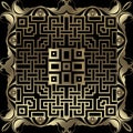 Gold floral vintage seamless pattern. Abstract textured vector background. Modern celtic style backdrop with structured lines,