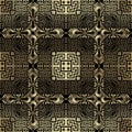 Gold floral vintage seamless pattern. Abstract textured vector background. Modern celtic style backdrop with structured lines,