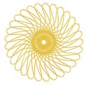 Gold flower shape Spirograph icon. 3d rendering.