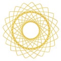 Gold flower shape Spirograph icon. 3d rendering.