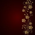 Gold flowers with shadow on dark background. Royalty Free Stock Photo