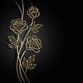 Gold flowers with shadow on dark background. Royalty Free Stock Photo