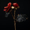 Red Gold Flowers: Conceptual Sculpture Inspired By Artemisia Gentileschi And Valentine Hugo Royalty Free Stock Photo