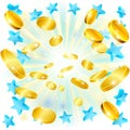 Gold Flying Coins Money Exploding Jackpot Concept