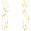 Gold flying musical notes isolated on white background