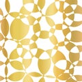 Gold foil abstract background. Intersecting circles seamless vector pattern. Modern elegant background golden