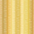 Gold foil abstract geometric seamless vector pattern. Horizontal white dashes in vertical lines on golden background. Elegant Royalty Free Stock Photo