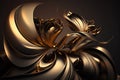 Gold foil background with light reflections. Golden textured generative illustration Royalty Free Stock Photo