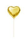 Gold foil balloon. Golden helium balloon heart isolated on a white background