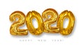 Gold Foil Balloons 2020 on white background. Happy New Years concept Royalty Free Stock Photo