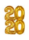 Gold Foil Balloons 2020 on white background. Happy New Years concept Royalty Free Stock Photo