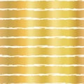 Gold foil hand drawn brush stroke horizontal lines seamless vector pattern. White wavy irregular stripes on golden background. Royalty Free Stock Photo