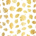 Gold foil leaves seamless vector background Royalty Free Stock Photo