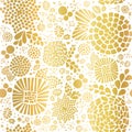 Gold foil mosaic flowers seamless vector background. Golden abstract florals and leaves on white background. Elegant, luxurious Royalty Free Stock Photo