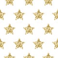 Gold foil shimmer glitter star seamless pattern.