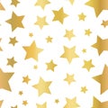 Gold foil star shapes seamless vector pattern. Golden stars on white background. Gold night sky. Elegant and fancy design for web Royalty Free Stock Photo