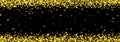 Gold foil stars on black background, holiday background of gold confetti stars Royalty Free Stock Photo