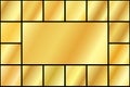 Gold foil texture background set. Vector golden, copper, brass and metal gradient template. Royalty Free Stock Photo