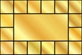 Gold foil texture background set. Vector golden, copper, brass and metal gradient template. Royalty Free Stock Photo