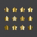 Gold foil texture background set. Vector golden, copper, brass and metal gradient template Royalty Free Stock Photo
