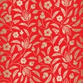 Gold Foil Traditional Chintz Floral Vector Seamless Pattern on Red Background. Classic Background