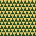 Gold foil triangle geometric seamless vector pattern. Golden shiny triangle shapes on green background. Elegant art for web Royalty Free Stock Photo