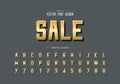 Gold font and alphabet vector, Golden typeface and letter number design, Graphic text on background Royalty Free Stock Photo