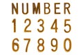Gold Font Number 1 to 0 Retro style font face